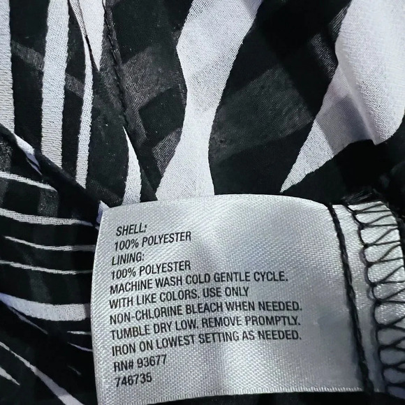 Worthington Zebra Print Fringe Short Sleeve Shirt Flowy Black White Medium - Picture 9 of 11